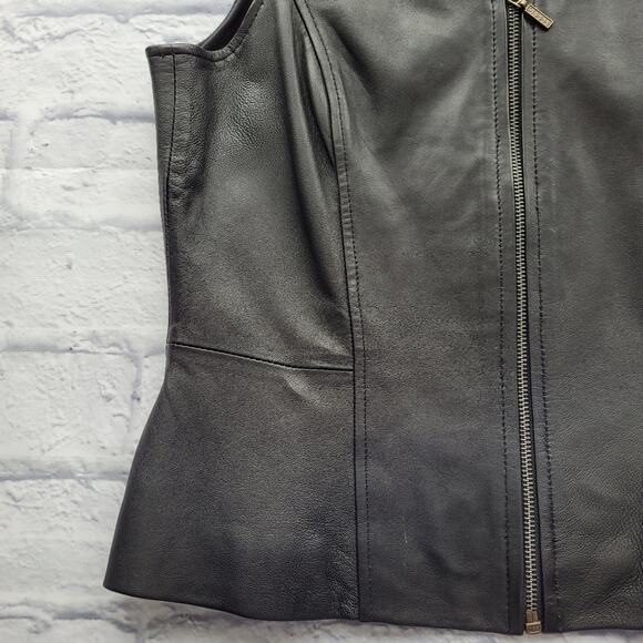 Siena Studio Black Zip Front Leather Vest size M/L - Picture 7 of 10